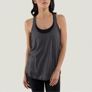 Lululemon Gray Striped Scalloped Edge Sleeveless Active Tank  - Size - 8